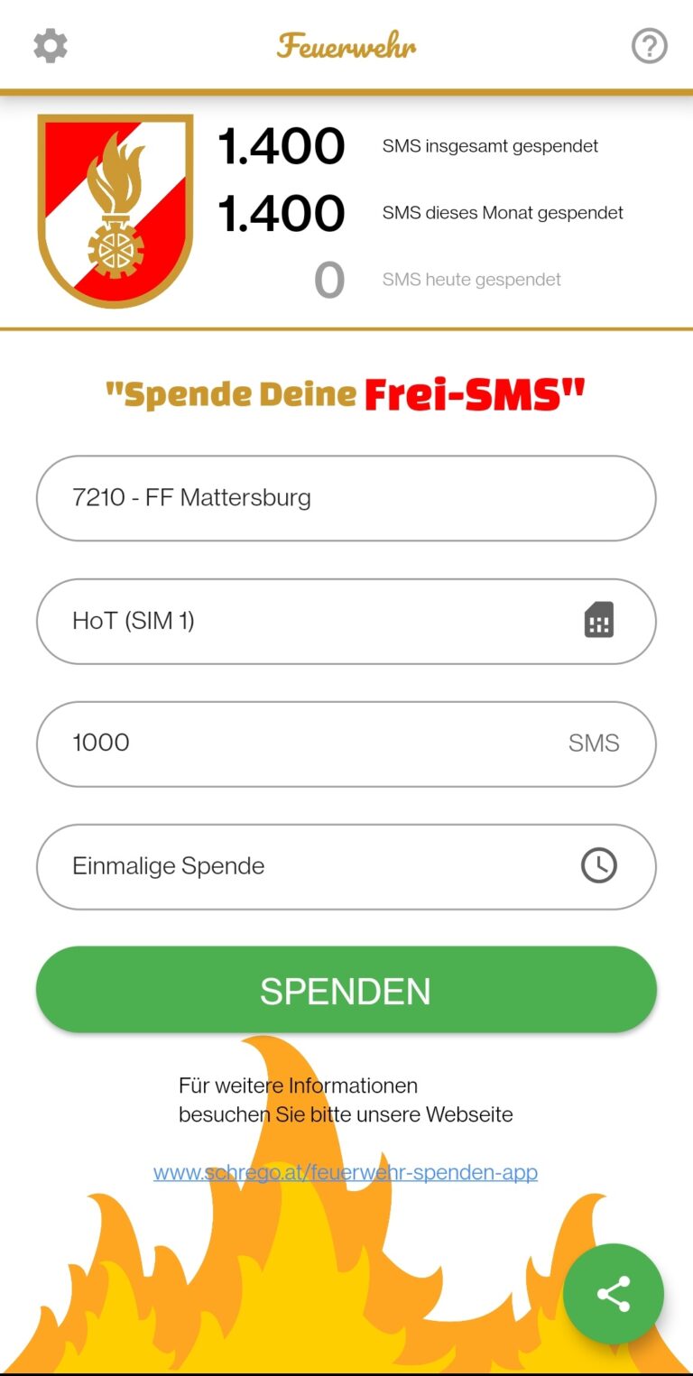 Feuerwehr Mattersburg mit unbenutzten SMS unterstützen